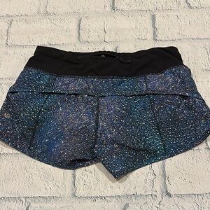 Lululemon Speed Up Black and Blue Shorts